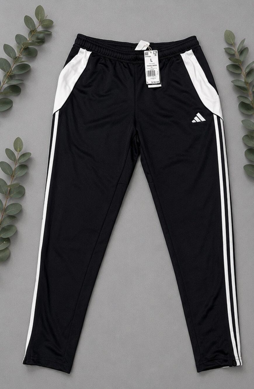 Adidas Men’s Black White 3-Stripes Athletic Track Pants Tapered NWT, Large